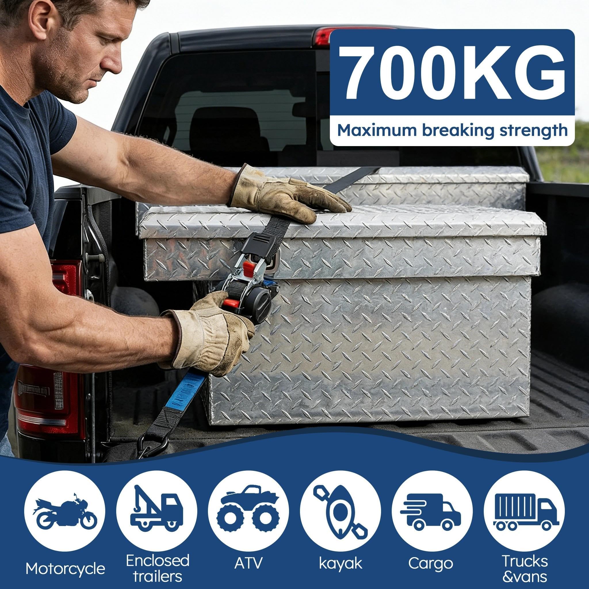 4 Piezas Correas de Amarre con trinquete retráctiles, Amarre Automáticas | 3m 25mm con Ganchos en S, Resistencia máxima a la Rotura de 700 kg, para Camiones, remolques, Motocicletas
