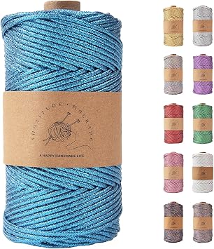 KNOTITUDE 3mm x 87 Yards80M Metallic Braided Rope PET Craft DIY Wrapping Decoration Macrame Knotting Cord Twine / 03-Blue