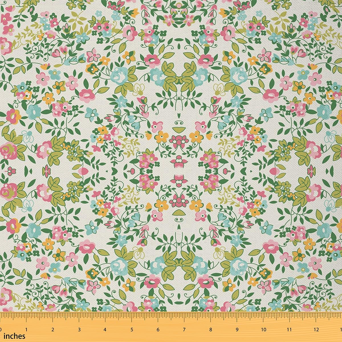 Homemissing Women's Multicolored 3 Floral Fabric By The Yard For Men Adult Kids Vintage Plants Waterproof Outdoor Fabricy Flower Upholstery Fabric For Chairs Botanical Reupholstery Fabric Decor 1 Yard (L92*W150cm)