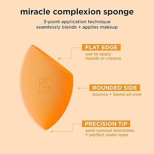 Miniatura 5 de Real Techniques Miracle Complexion Beauty Sponge - Licuadora de maquillaje con funda, perfecta para viajes, esponja de belleza para aplicación de