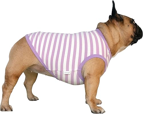 Miniatura 2 de iChoue Pug - Camiseta de algodón 100% transpirable a rayas, chaleco de Halloween para perros medianos, camisetas sin mangas, cachorros, bulldog