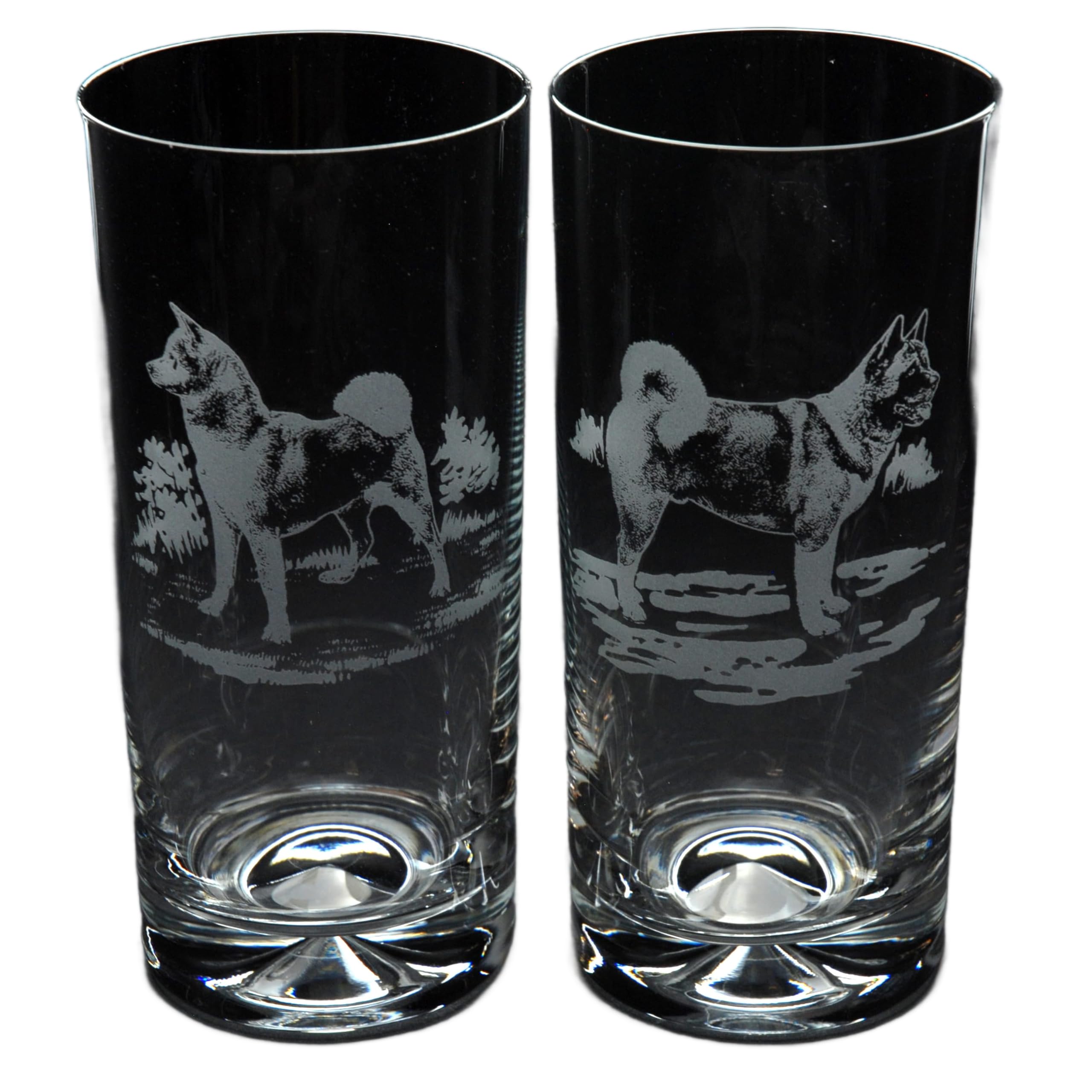 GLYPTIC Glass Art Akita Dog Placement Hand Etched/Engraved Highball Glass โ image 1