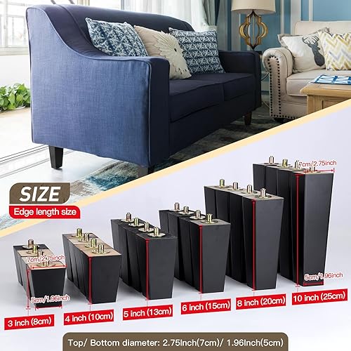 Miniatura 4 de CtopoGo Juego de 4 patas de madera para muebles de 3 pulgadas, patas de madera para sofá, sofá, patas de repuesto modernas de mediados de siglo para