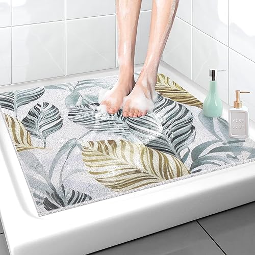 Miniatura 24 de Alfombra de Ducha y Bañera Antideslizante de Luffa: Alfombra de Bañera Cuadrada de 24x24 Pulgadas para Ducha Interior - Suave Antideslizante con Gris