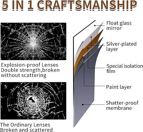 Miniatura 8 de Espejo inastillable para niños, espejo de longitud completa para pared, extra grueso de 18 pulgadas, 12 x 12 pulgadas x 4 piezas, espejo irrompible