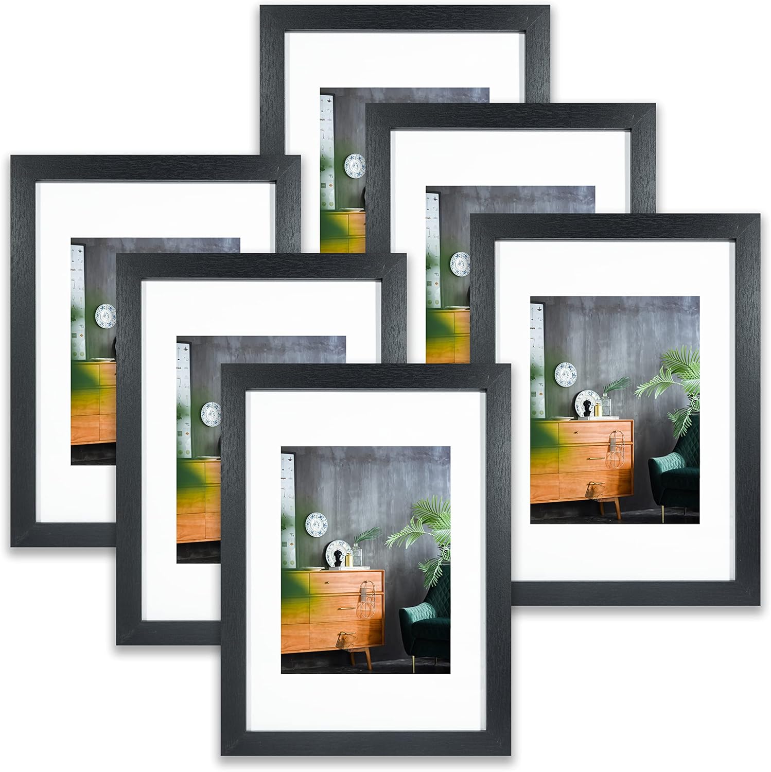 Ray & Chow A4 Photo Frames Set of 6,Matted For 6x8 or Display A4 without Mount