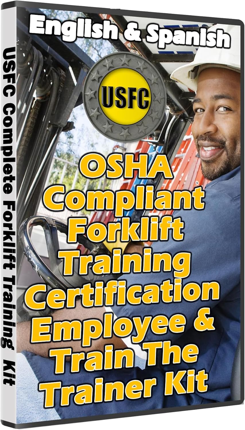 Forklift Safety Training USB Kit, English and Spanish, OSHA 1910.178 Based, Slides, Trainer Guide, Forms, Tests and More, No Videos