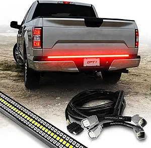 OPT7 Plug'n'Play Bundle for 2018-2020 F150 without Blind Spot Monitor – 60" Redline Triple Row LED Tailgate Light Bar w/Sequential Red Turn + Easy Connect Harness