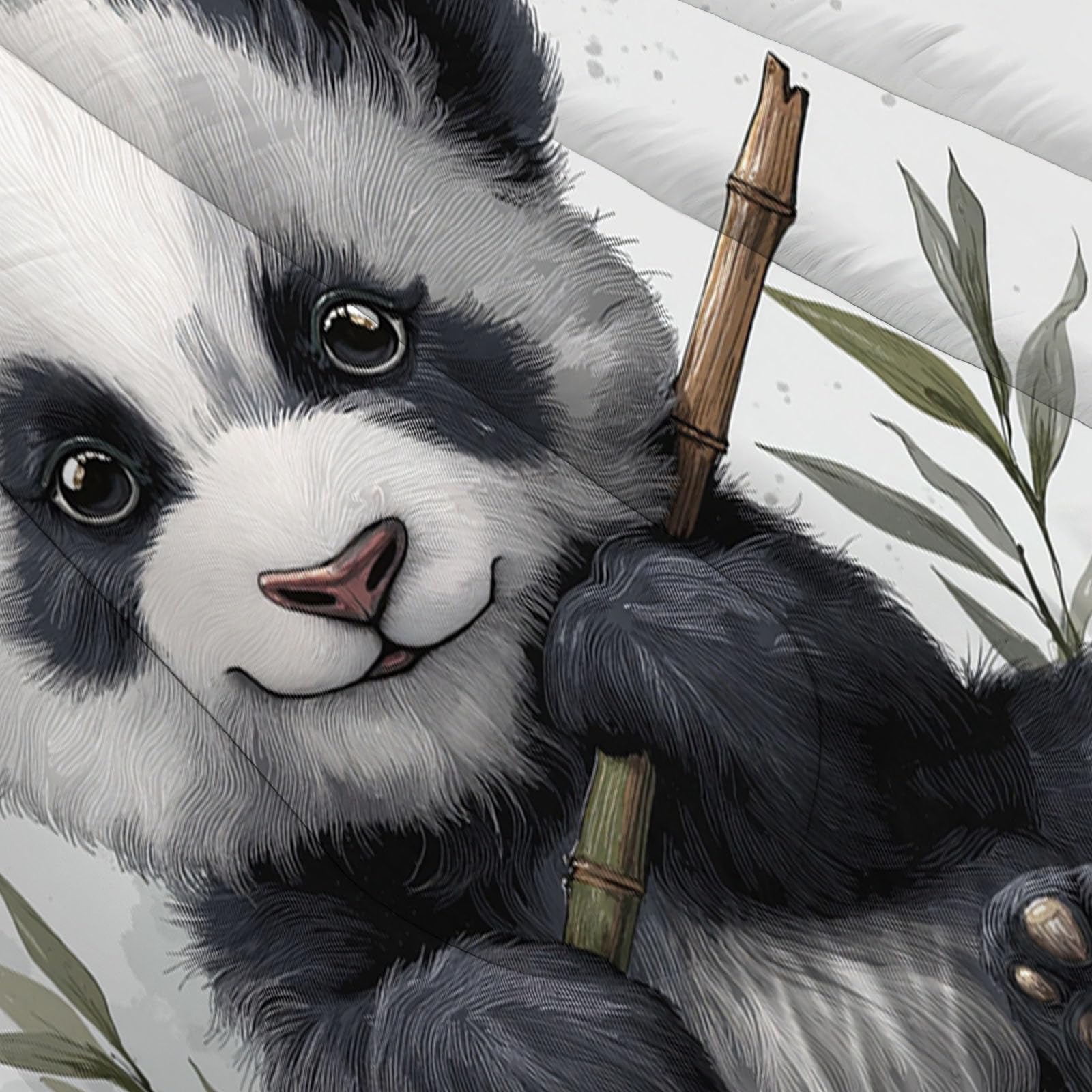 Trapunta Letto Singolo 4 Stagioni Piumone per Bambini, Cartone Animato Panda Bambù Leggero Carini Animali Set di Biancheria da Letto 140x200cm con 1 Federe,Piumino Lavabile In Lavatrice