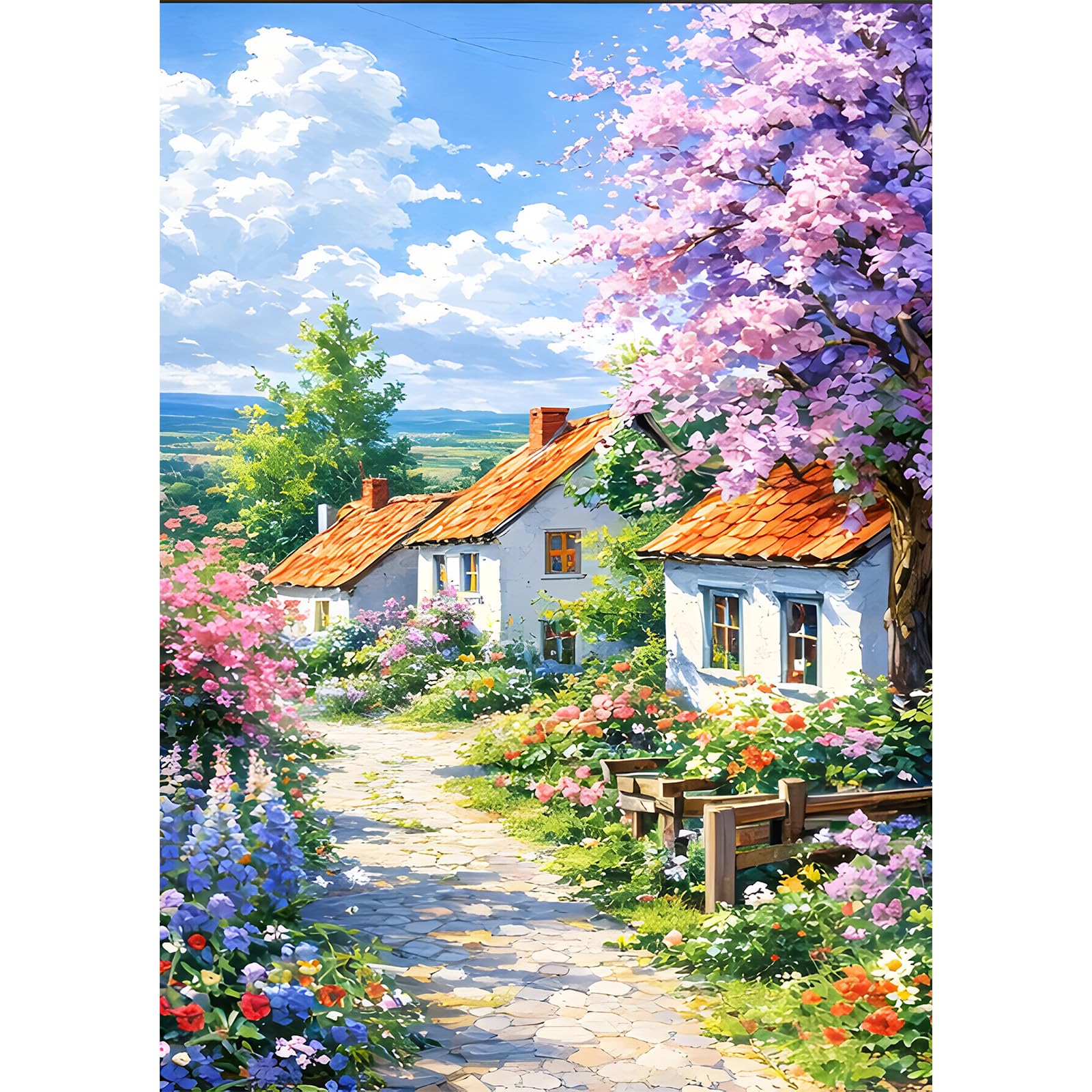 NEWENMO 5D Beautiful Village Diamond Painting Kits Full Drill for Adults โ image 1
