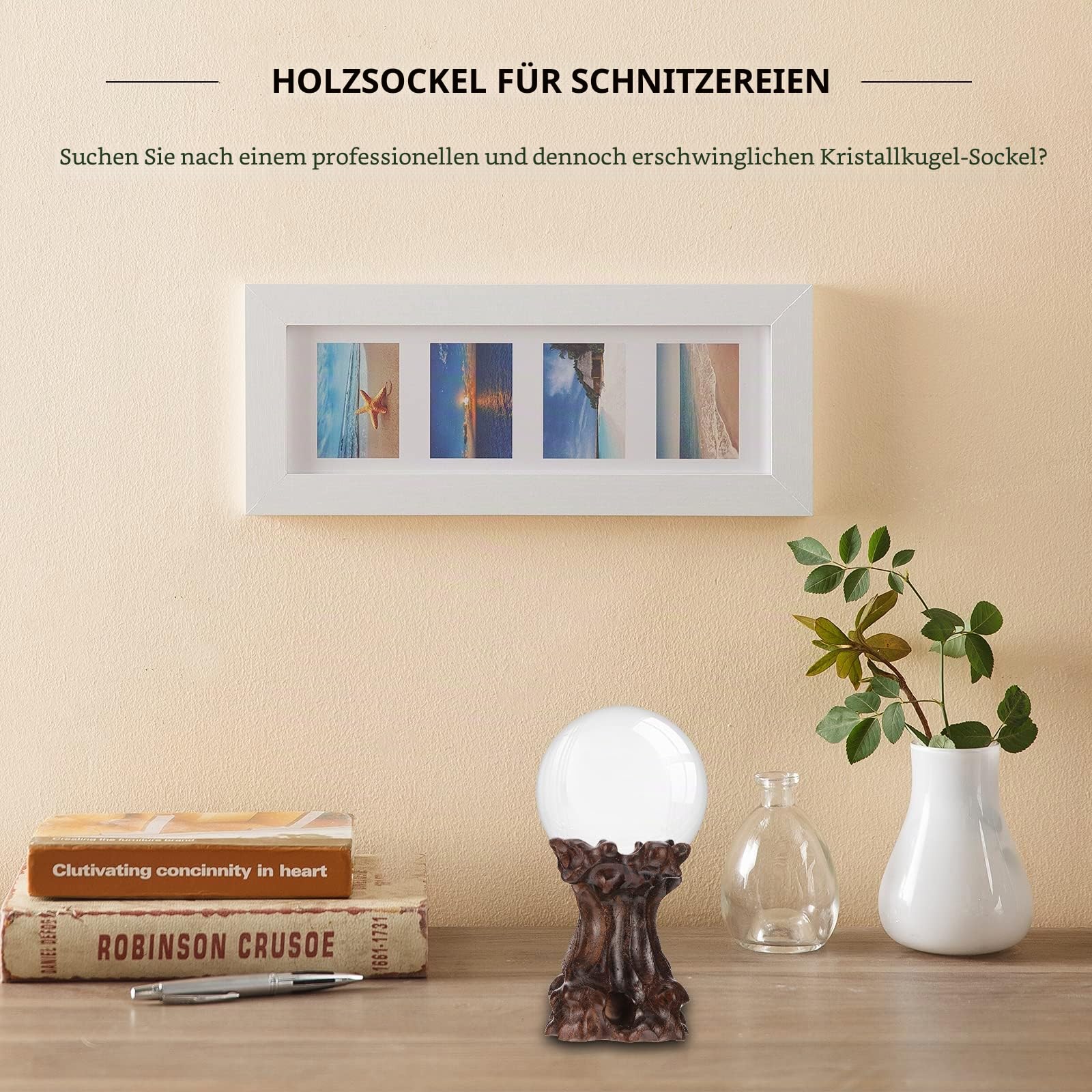 Yardwe Holzsockel Für Kristallkugel Kristallkugelständer Aus Holz Holzschnitzerei-Sockel Für Glaskugel Oder Glasobjekt Leicht Bruchfest Tragbar Für Wohnzimmer-Display Und Deko