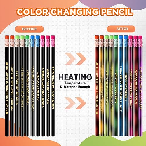 Miniatura 2 de 120 lápices inspiradores que cambian de color, con frases bíblicas, lápices motivacionales, lápices activados por calor, para niños, estudiantes,