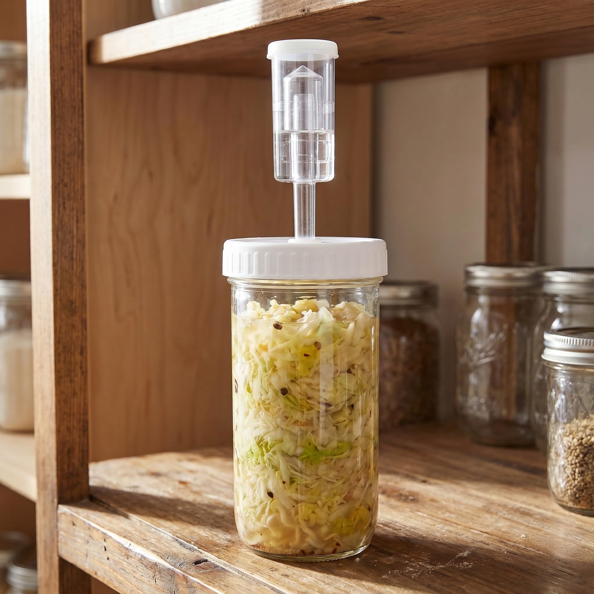 OUNONA 2 frascos de Vidrio para encurtidos con Tapa hermética y Cierre de Aire - Frasco de fermentación de Boca Ancha de 710 ml - para fermentar Verduras en la Cocina y Preparar chucrut casero de