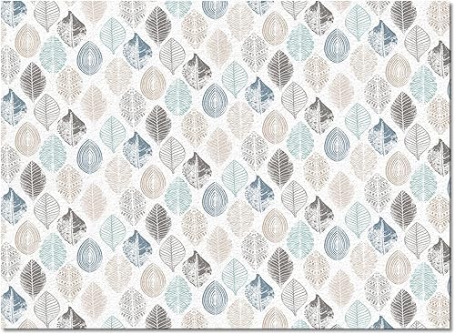 Miniatura 3 de Alfombra de área de hojas abstractas para dormitorio, sala de estar, azul, verde, marrón, gris, hojas, plantas, contemporánea, alfombra de suelo,