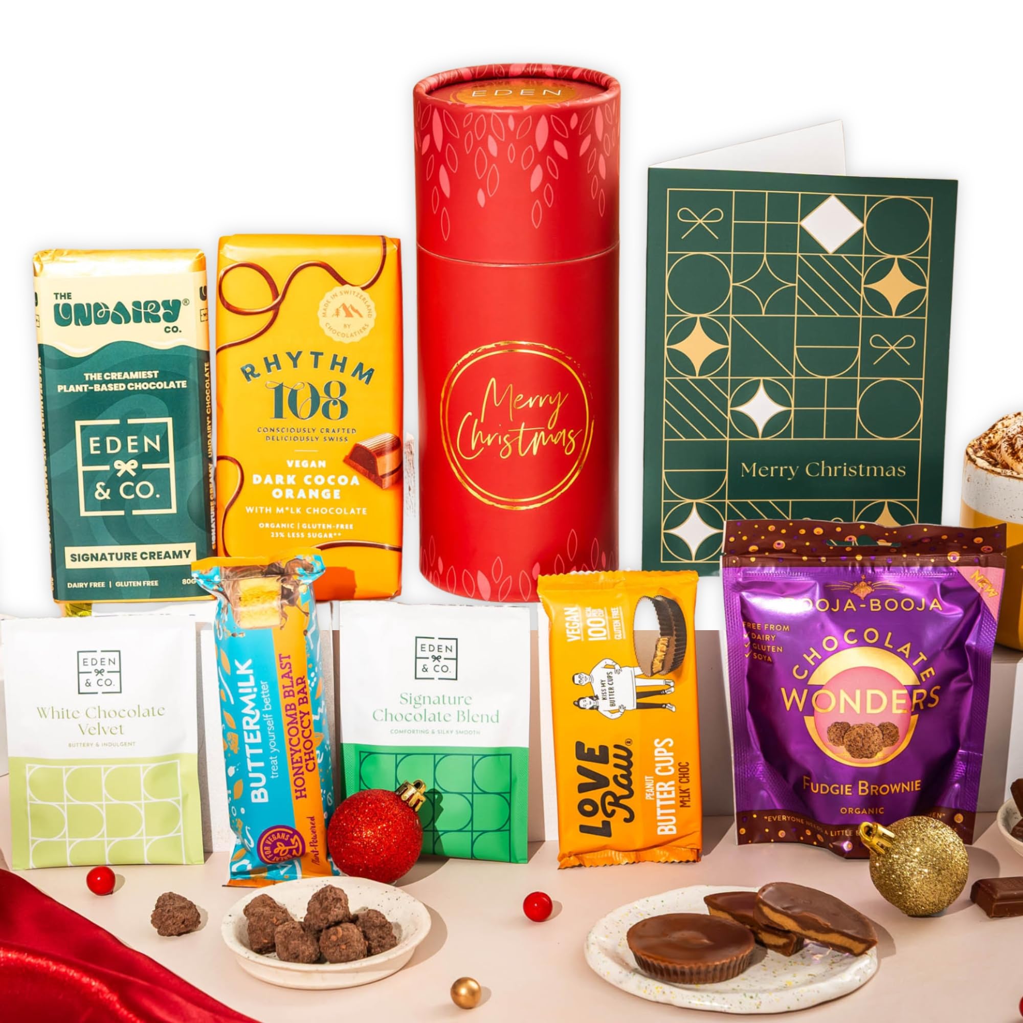 Christmas Gluten Free Chocolate Letterbox Gift Tube with Truffles & Hot Chocolate, Luxury Gourmet Gifts for Women, Men, Xmas Stocking Filler by EDEN & CO