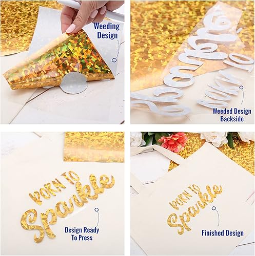 Miniatura 6 de Threadart Película holográfica redonda de vinilo de transferencia de calor de 20 pulgadas HTV  Rollo de corte personalizado de 20 pulgadas de ancho