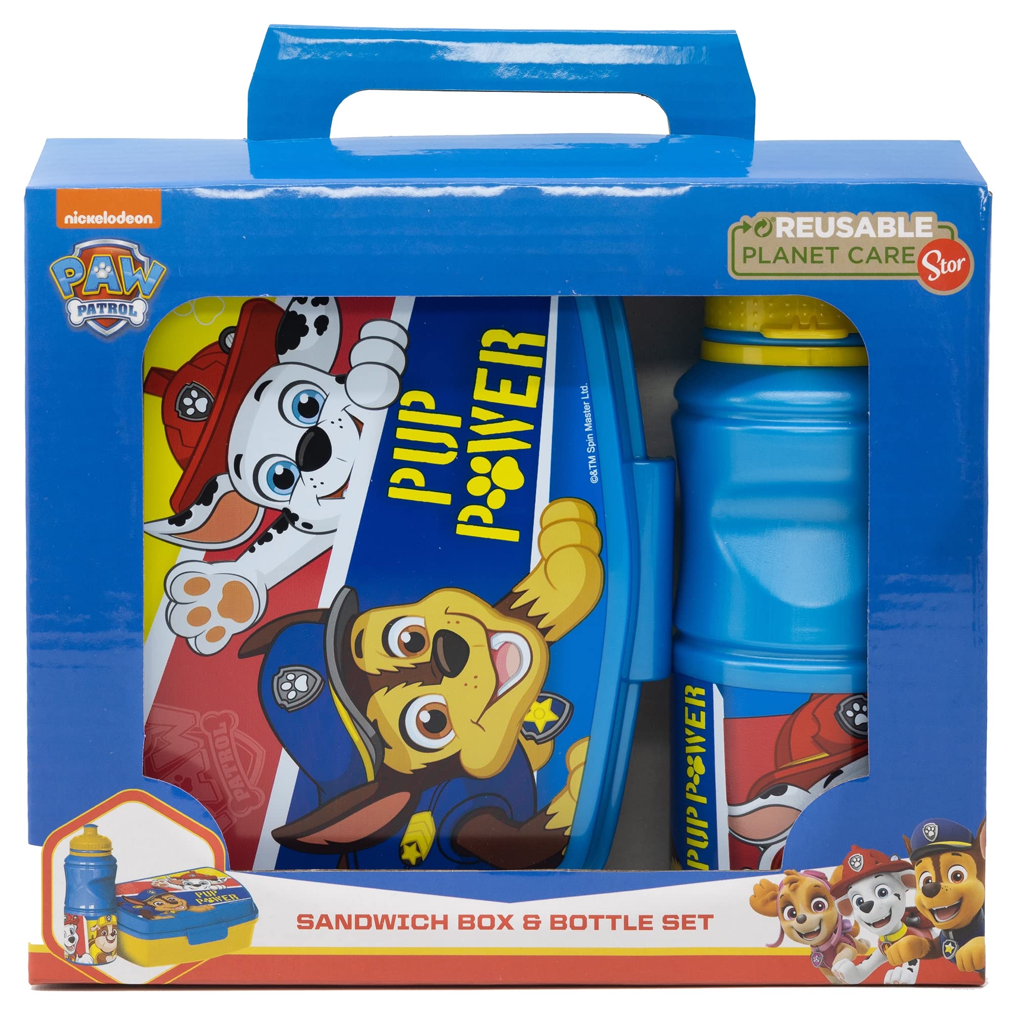Stor SET VUELTA AL COLE EN CAJA REGALO (BOTELLA SPORT EASY HOLD 380 ML Y SANDWICHERA RECTANGULAR) PAW PATROL PUP POWER