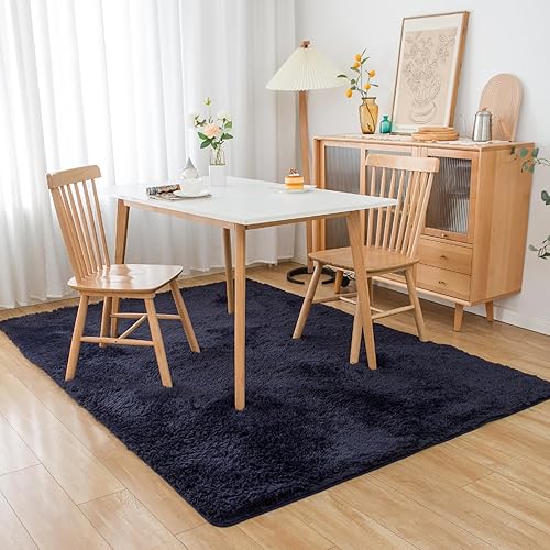 Miniatura 7 de Alfombra súper esponjosa de 4 x 6 pies, alfombra de felpa antideslizante para sala de estar, habitación de los niños, alfombra moderna y suave para