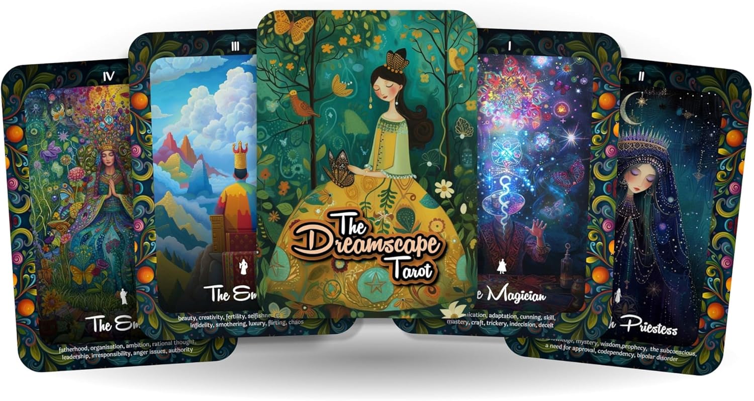 Ibiza Tarot The Dreamscape Tarot Deck - 78 Borderless Cards for Divination, Meditation, and Insight - Includes Guidebook and Sturdy Keepsake Box - Surreal Art Style