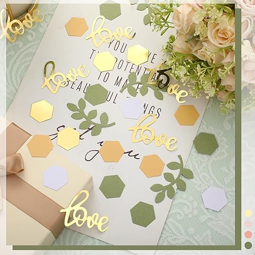 Miniatura 3 de 500 piezas de confeti de mesa de boda, fiesta temática de amor bohemio, confeti de mesa verde salvia, para fiesta temática de naturaleza,