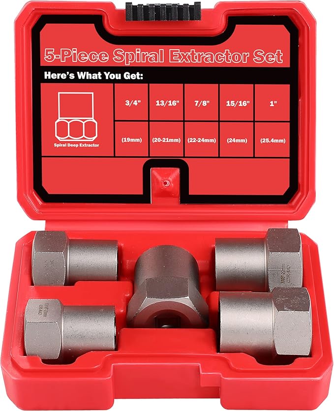 UYECOVE 5 Pcs Bolt Extractor Set Heavy Duty, 1/2'' Drive Easy Out Bolt