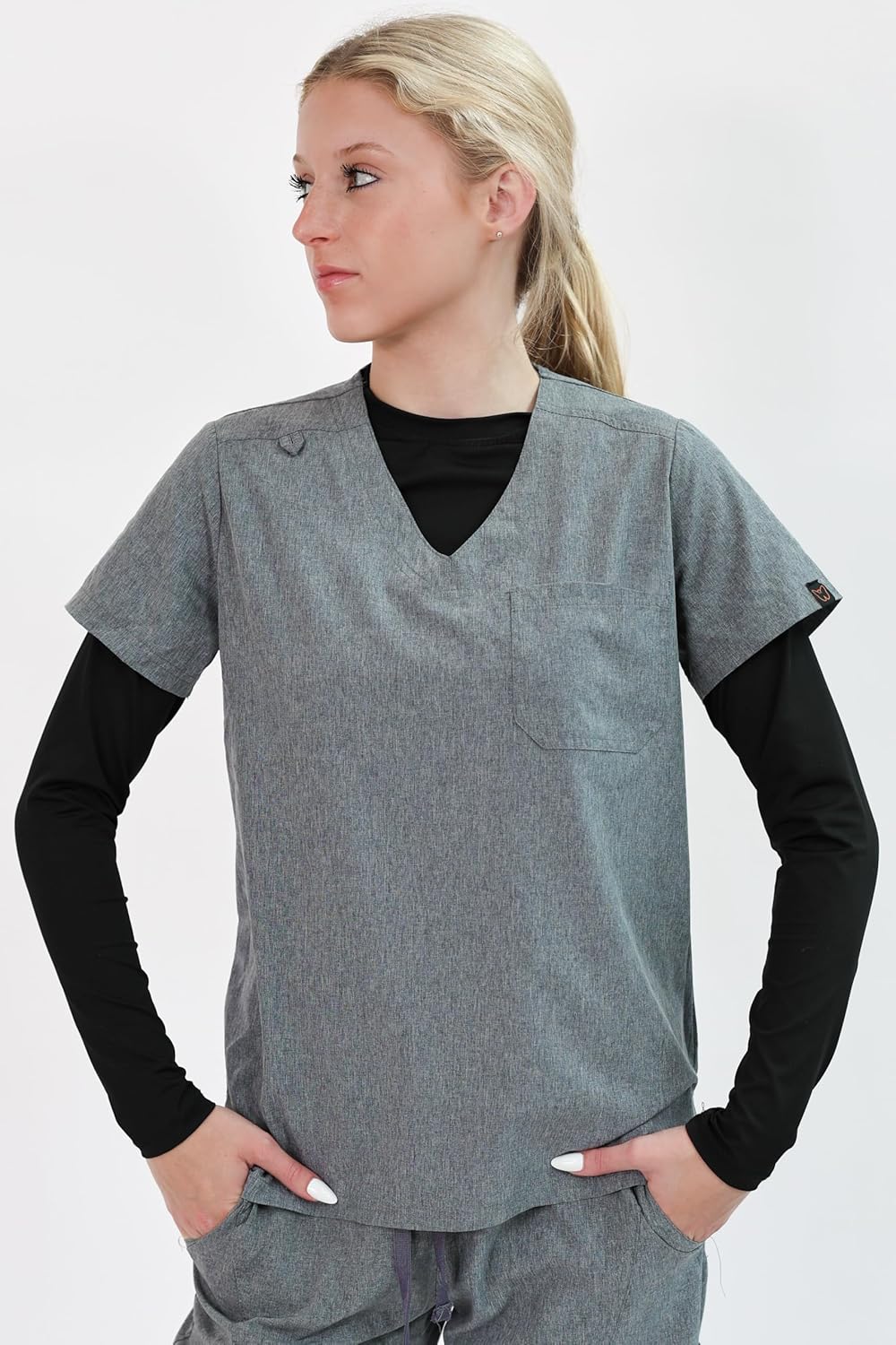 Women’s Athletic Underscrub Top – Long Sleeve, Base Layer, Multicolor Designs, Breathable, Stretch Fabric. - Image 4