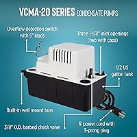 Vista 3 de Little Giant VCMA-20ULST - Bomba automática de eliminación de condensado de 115 voltios, 80 GPH, 1/30 HP para sistemas