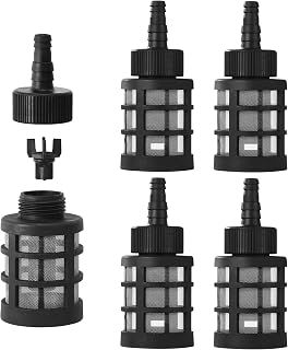 4 Pack Household Hose Filters, 60 Mesh Stainless Steel Inlet Strainer with Check Valve for Sprayers, Car Washers, Oil Pumps, and Industrial Equipment, Fits 3/8" to 1/2" Hoses