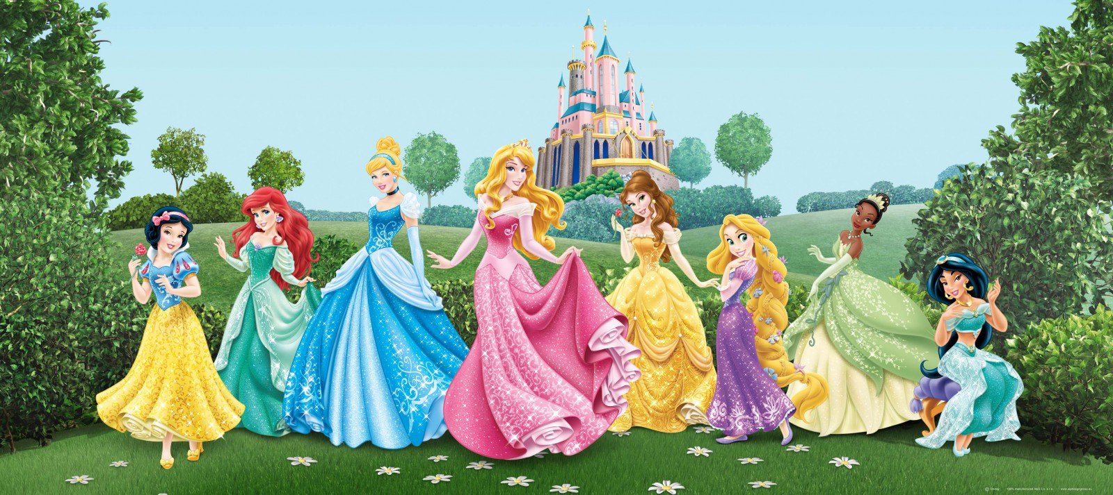 Ag Design Multi-Colour "Disney Princess Castle Photo Mural Wallpaper For Children's Room, 202 X 90 Cm