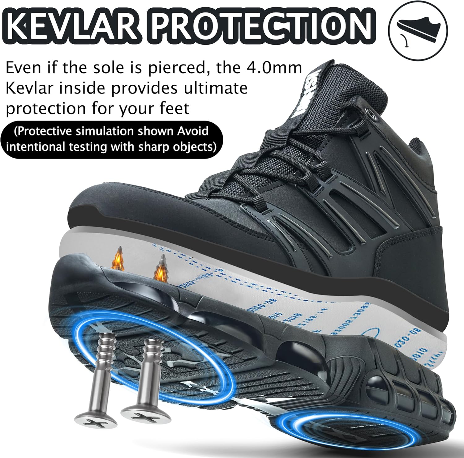 KOIFISH Steel Toe Work Boots for Men Women, Waterproof Lightweight Safety Boots, Steel Toe Shoes with Air Cushion, Comfortable for Industrial Construction Warehouse Factory Logistics Work - Image 4