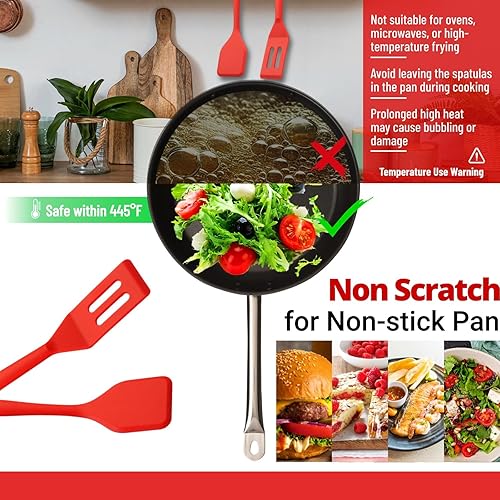 Miniatura 10 de Juego de 4 mini espátulas de silicona para servir brownie, flexible, antiadherente, resistente al calor, espátula de cocina para huevos abatibles,