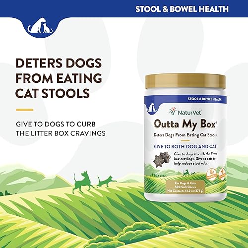 Miniatura 3 de NaturVet Outta My Box - 500 masticables suaves - Disuade a los perros de comer heces para gatos - Reduce los olores de las heces para gatos - Para