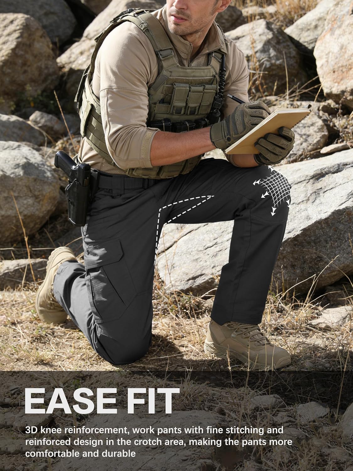 Men's Ripstop Tactical Pants Water Resistant Work Cargo Pants Outdoor Breathable Lightweight EDC Hiking Pants