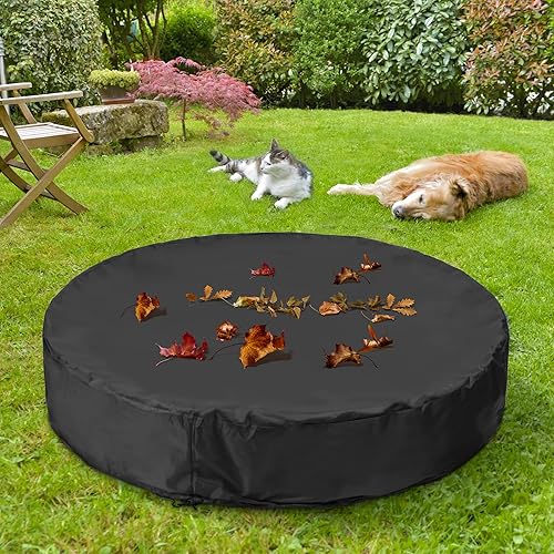 Miniatura 7 de Niubya Cubierta redonda para piscina para perros, cubierta plegable para piscina para mascotas, impermeable, a prueba de polvo y lavable, con diseño