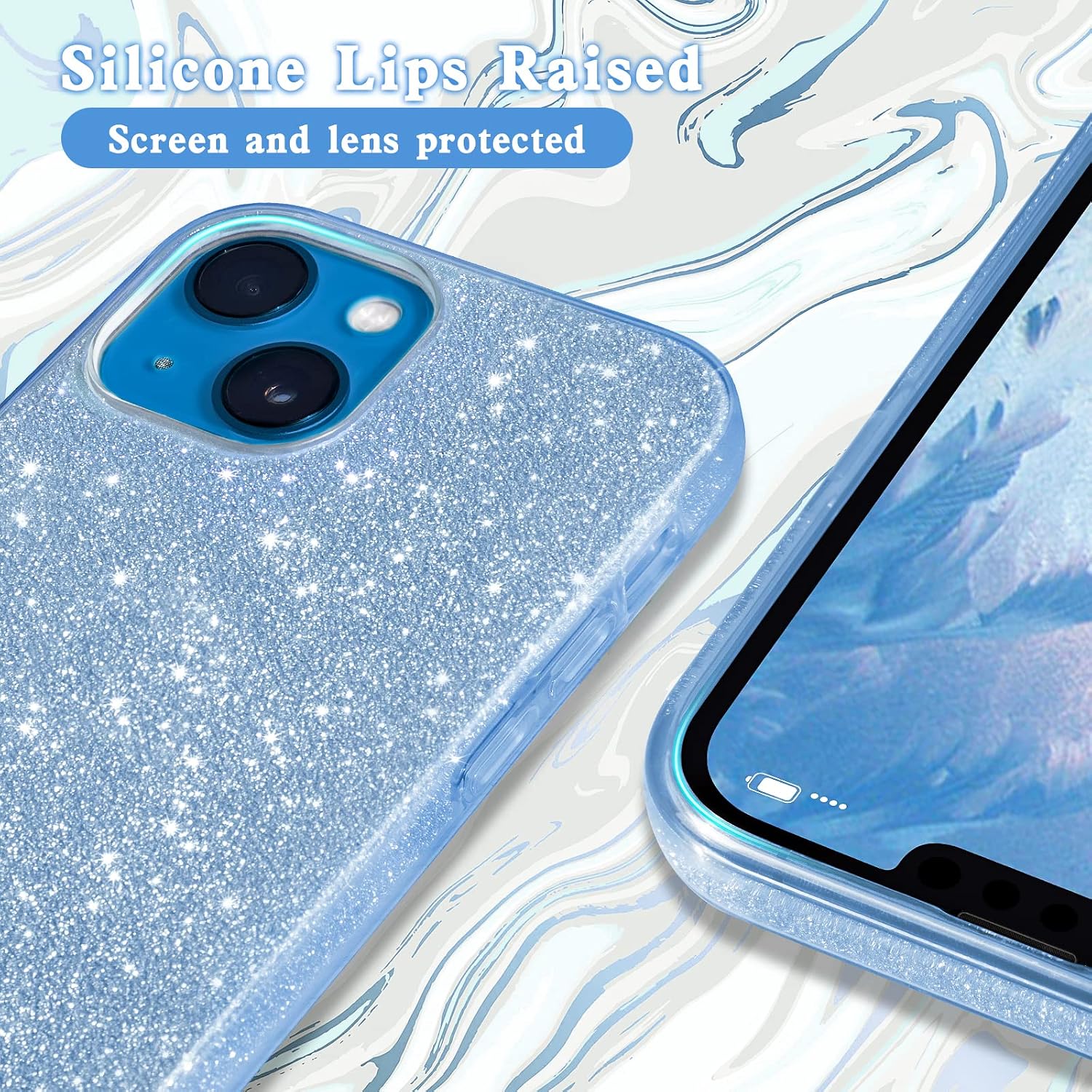 MATEPROX iPhone 13 Mini/iPhone 12 Mini case,Bling Sparkle Cute Girls Women Protective Cases for iPhone 12 Mini 5.4" 2020 (Blue)