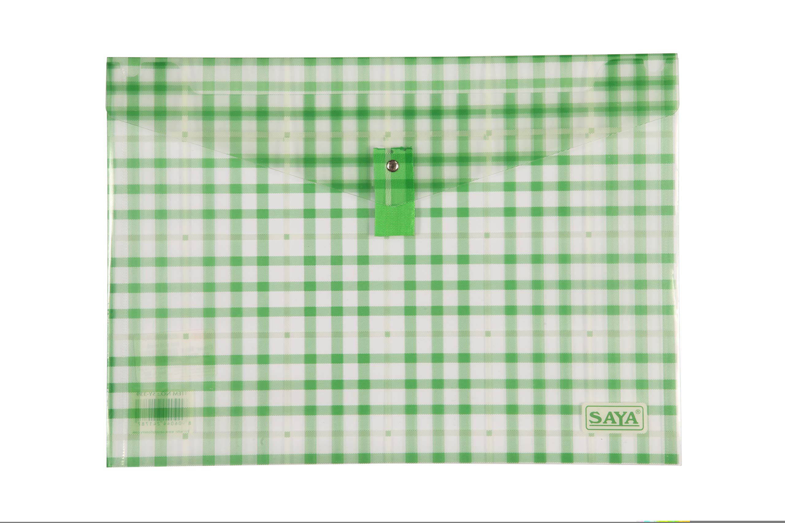 SAYA Clear Bag Superior - Transparent File Folder for Organized Office & School Supplies - Random Color Pack - Secure Closure Design - Landscape Print - Durable Polypropylene Pack of 6