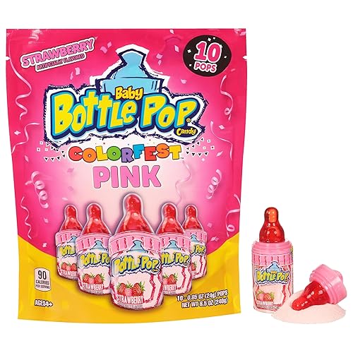 Baby Bottle Pop Paquete rosado de rosa envuelto individualmente -10 con sabor rosado caramelo lollipop lollipop chupadores rosado dulces para