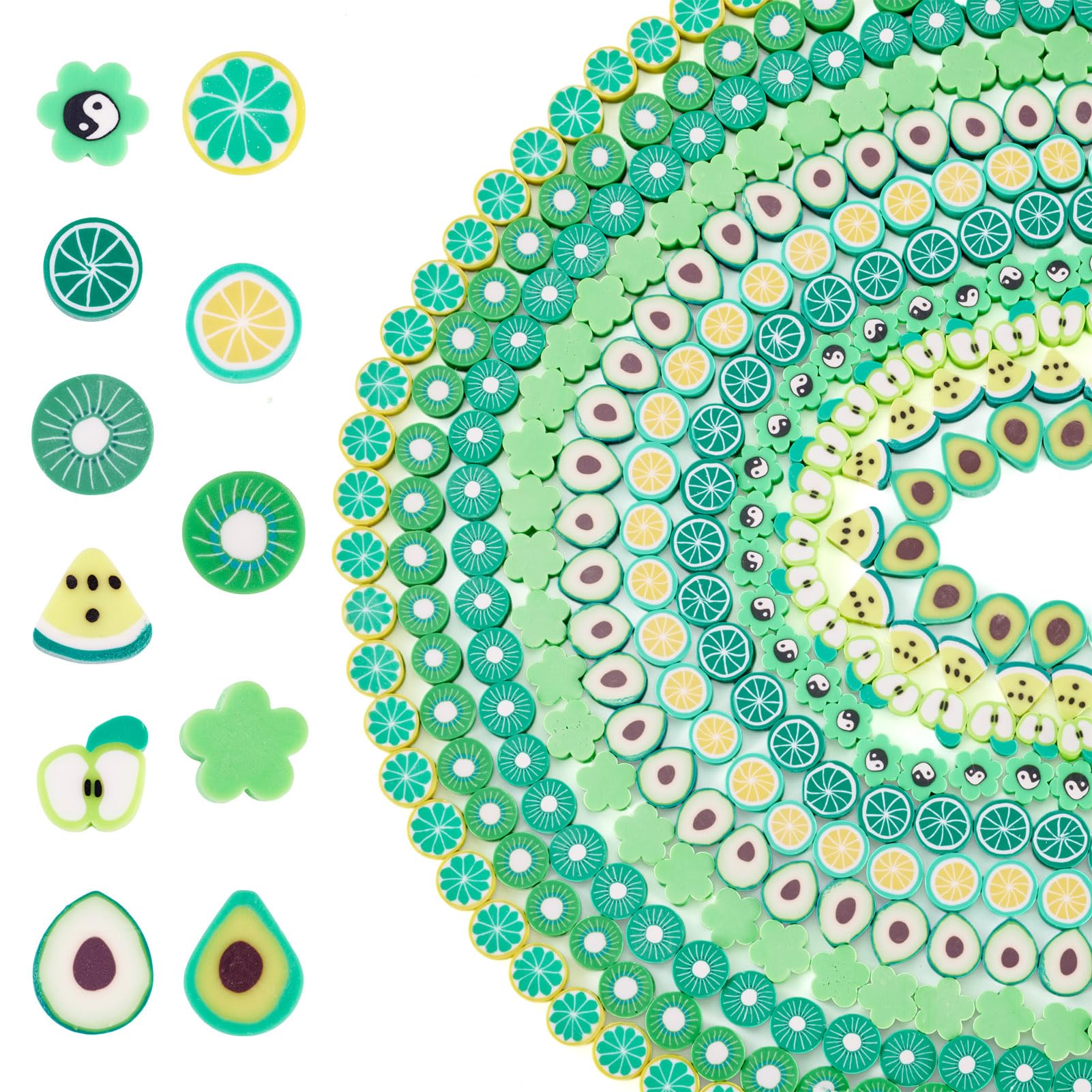 Cuentas de arcilla polimérica con flores y frutas para collares coloridos