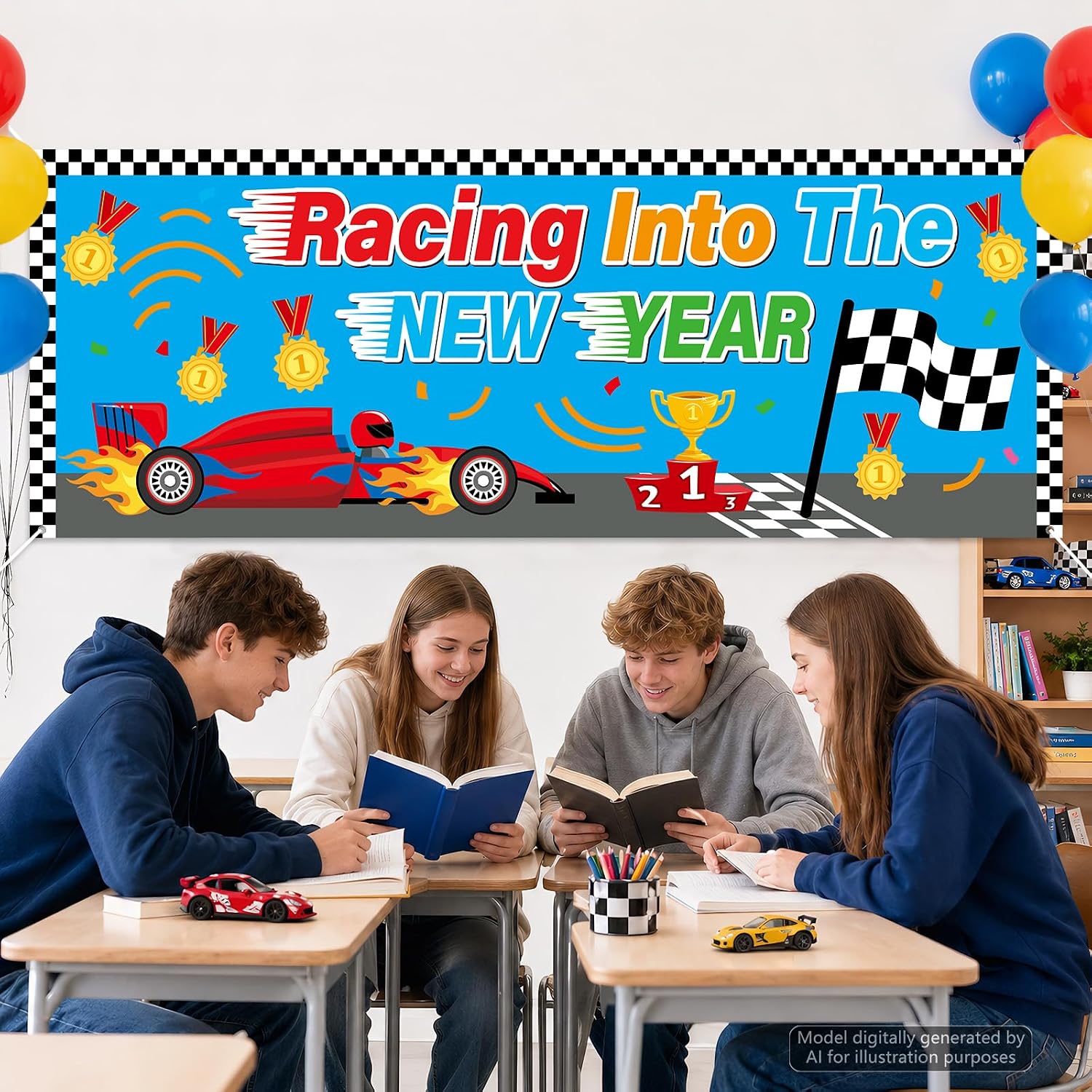 Race Car Bulletin Board Set Racing Into The New Year Classroom Decoration image 4
