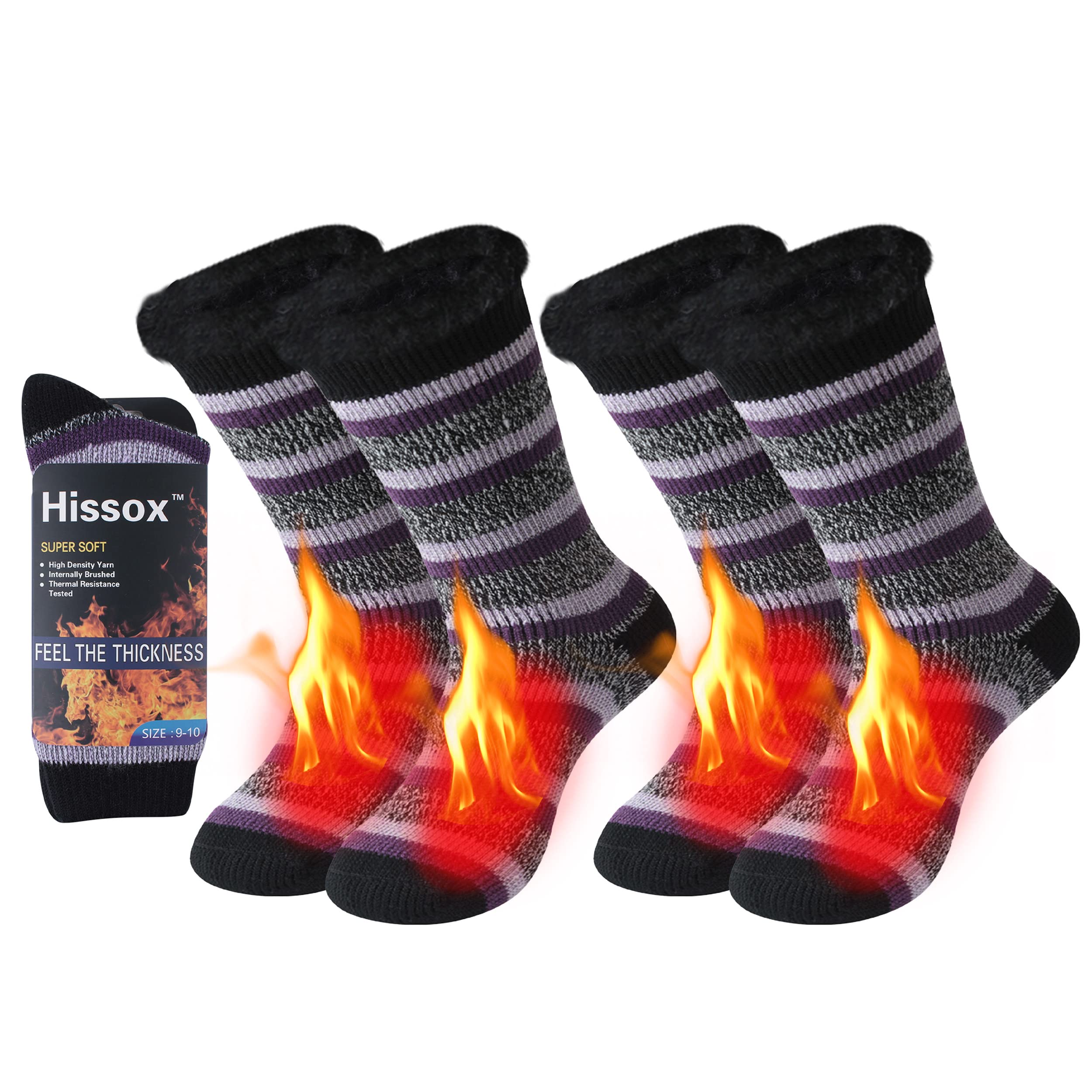 HissoxWinter Thermal Socks, Unisex 2.44 Tog Ultra Thick Warm Insulated Heated Crew Socks for Cold Weather