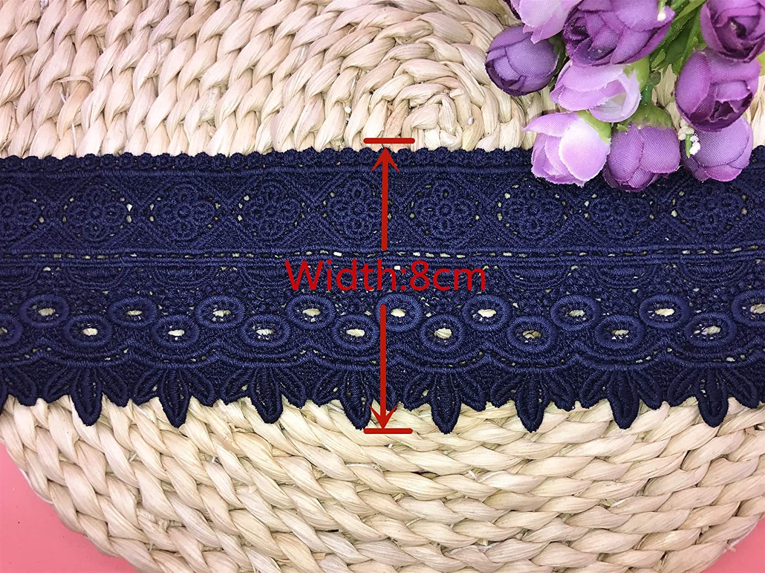 8CM Width Europe Rome Pattern Inelastic Embroidery Lace Trim,Curtain Tablecloth Slipcover Bridal DIY Clothing/Accessories.(2 Yards in one Package) (Ivory) - Image 4