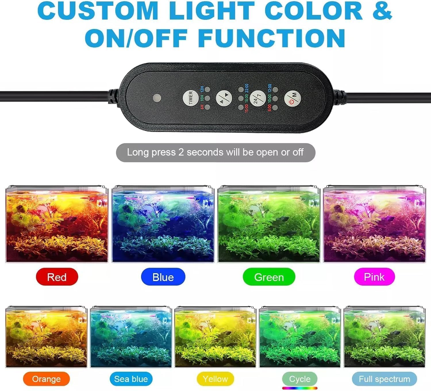 Éclairage LED pour aquarium,48 W Spectre complet Mode 24/7 Minuterie réglable Luminosité réglable Lampe pour aquarium Avec support extensible Les chars de 120 à 140 cm