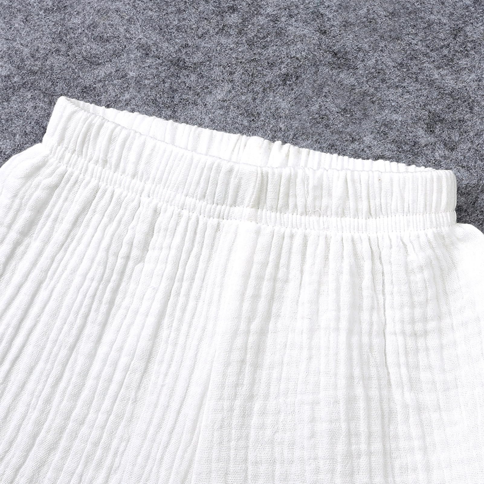 amropi Niños Chándales Algodón Lino de Manga Corta Conjunto de Camiseta y pantalón Corto para 0-8 años