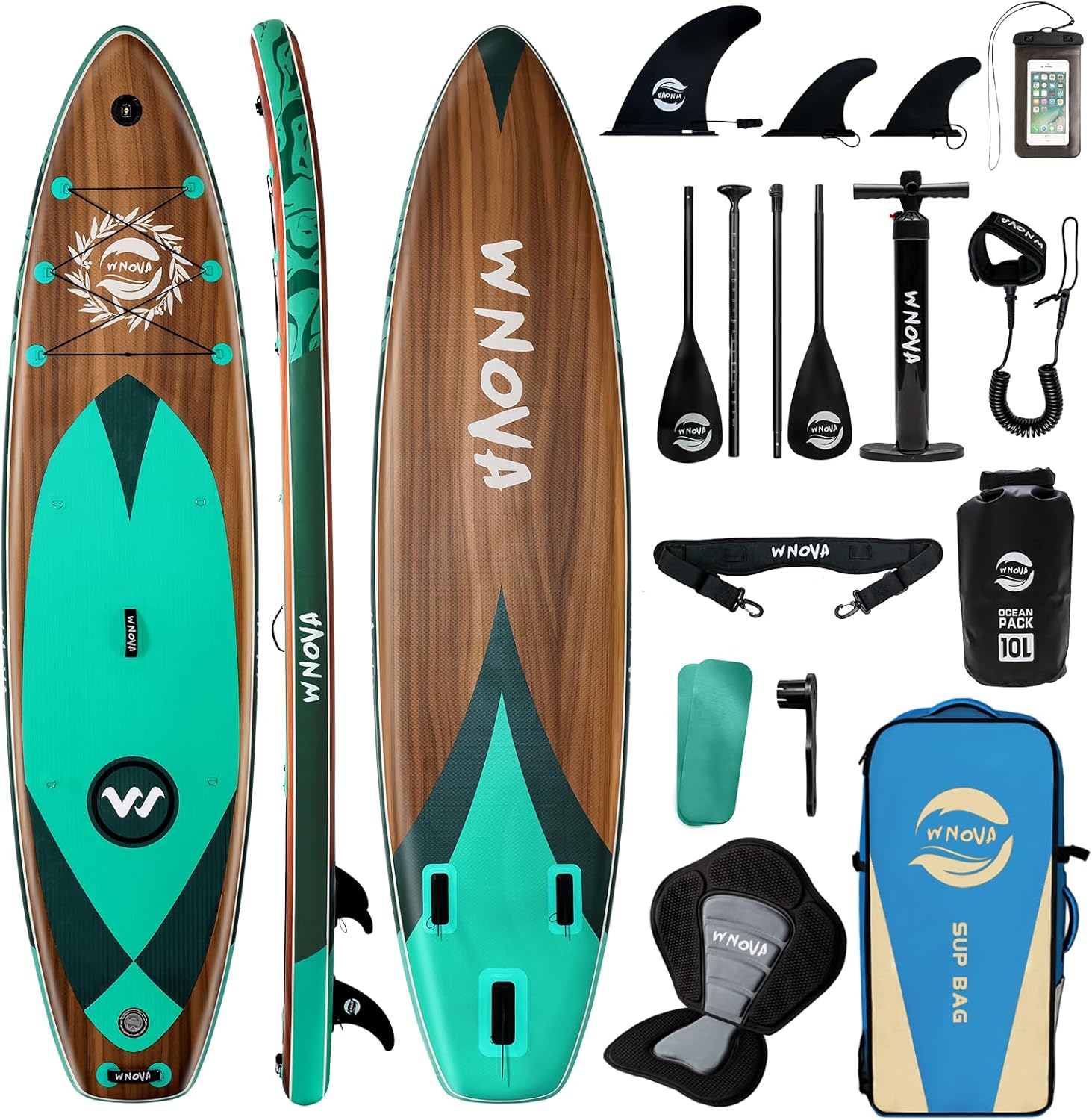 11'6" × 34" Extra Wide Inflatable Stand Up Paddle Board, Stable SUP with Premium SUP Accessories and Non-Slip Comfort Deck for Adults & Youth of All Skill Levels