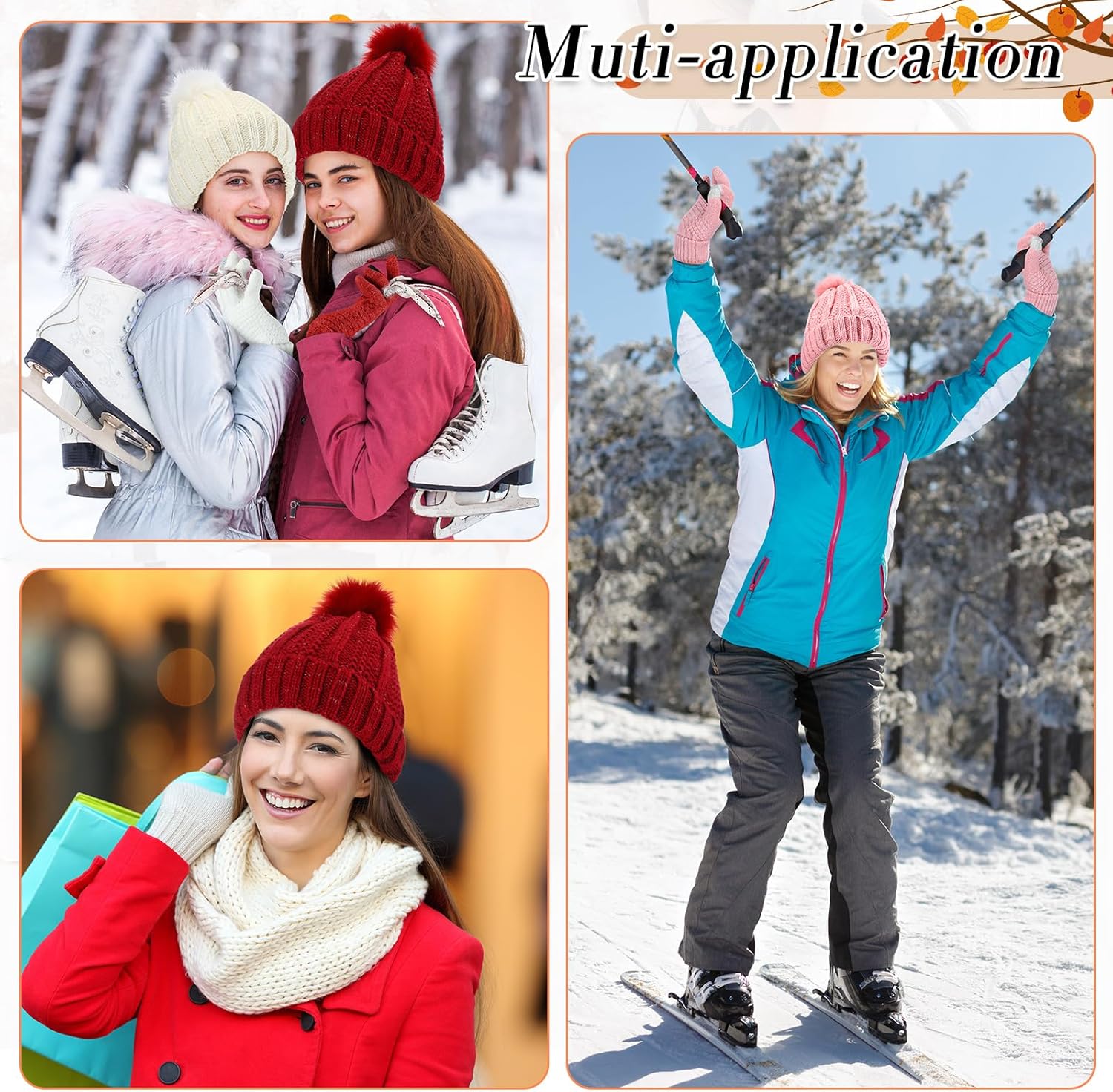 Wesiti 32 Pcs Valentine Winter Beanie Hat Scarf Gloves Sets for Women Warm Fleece Scarf Touch Screen Glove with Sock for Gift - Image 5