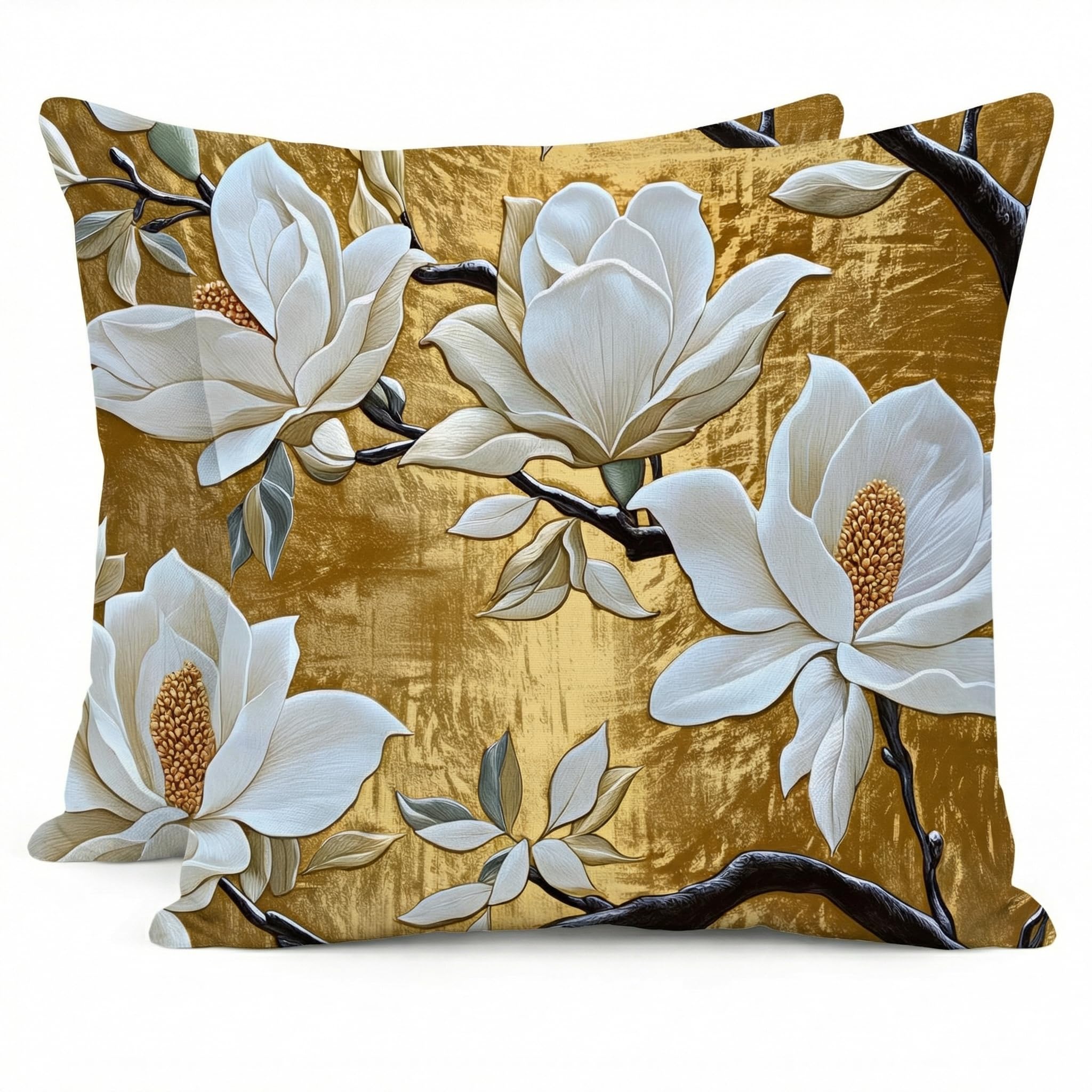 PVOODIRE 2 Pack 45x45cm Linen Floral Cushion Covers-No Insert Sofa Decorative Pillow Covers for Living Room Sage Green Home Accessories — image 1
