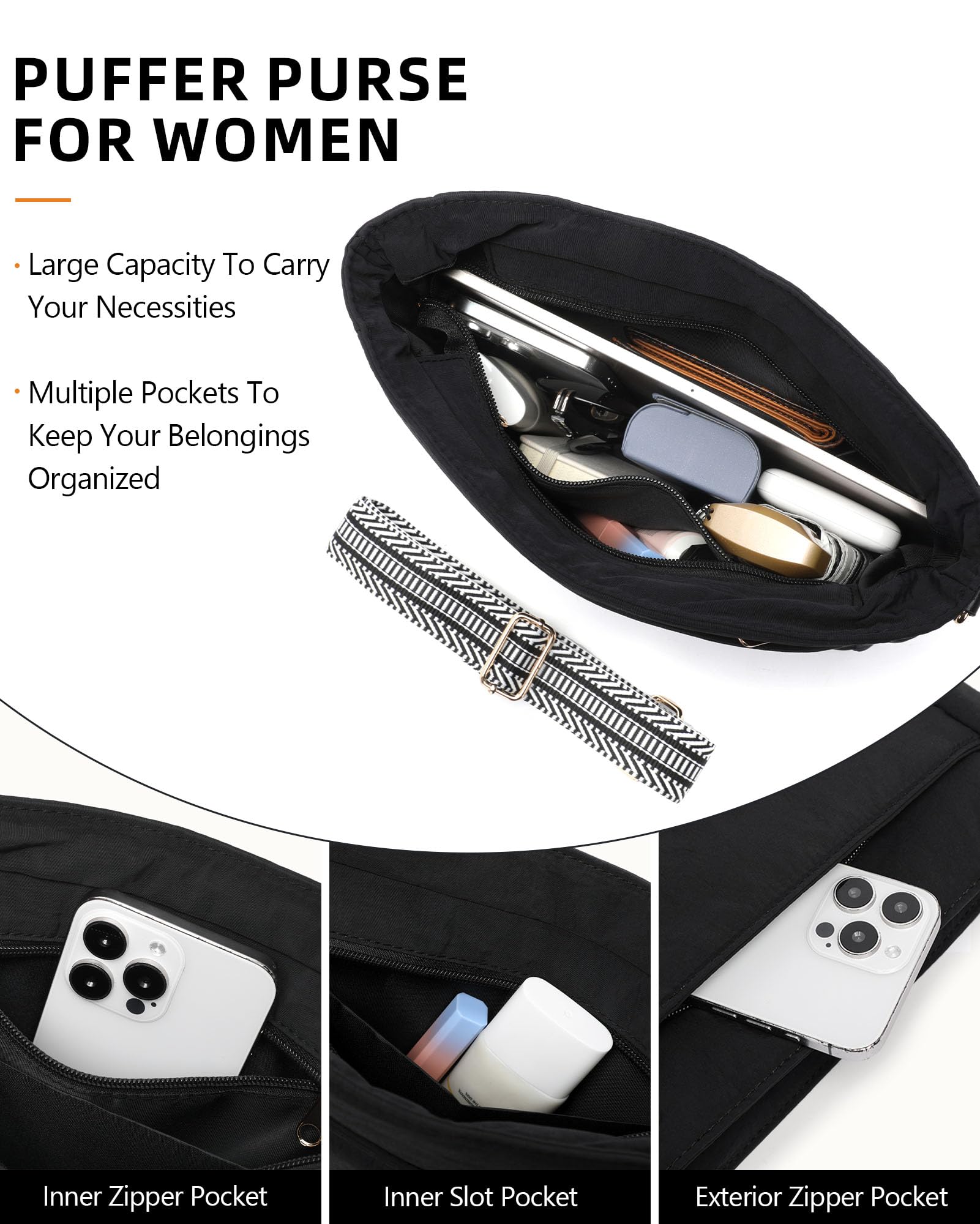 Bolsos para mujer, 2 unidades, acolchados, cruzados, estilo hobo, bolso de mano de moda con monedero, 2 correas ajustables