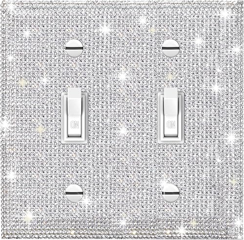 Gaocai Cubierta de placa de pared con diamantes de imitación plateados brillantes, cubierta de placa de interruptor, cubierta de interruptor de luz,