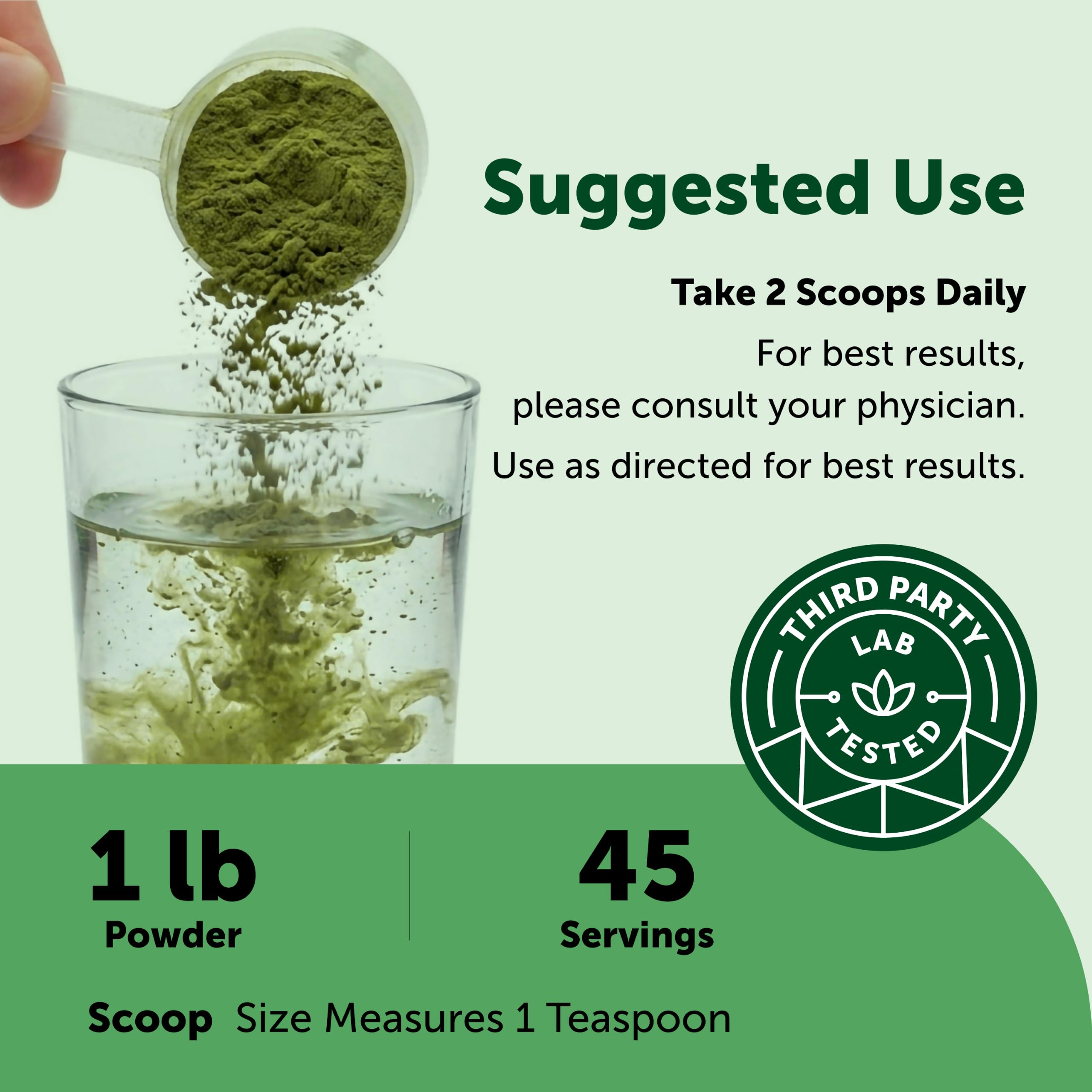 Micro Ingredients Super Greens Powder, 100 Superfoods, Green Drink Mix, 1lb — Amazon image 4