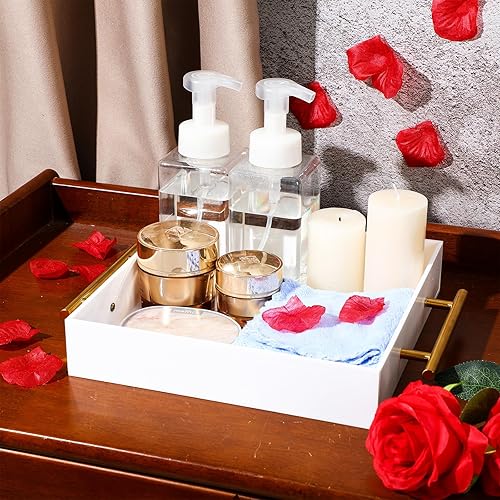 Miniatura 6 de meekoo Bandeja de 3 piezas con asas, bandeja de acrílico para servir a prueba de derrames, bandeja decorativa para mesa de café, encimera,